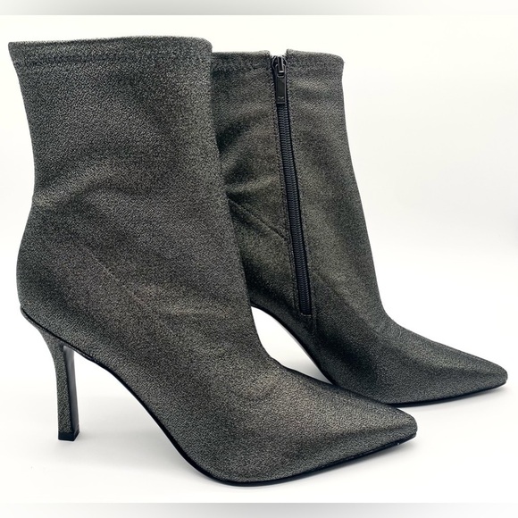 MARC FISHER Pewter Black Shimmer Glitter Kellen Heeled Bootie Size 10M NWOT - Picture 4 of 14